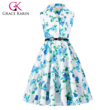 Grace Karin Kinder Holly &#39;Vintage 50&#39;s Kleid Retro Vintage Sleeveless Revers Kragen Mädchen Sommerkleid CL009000-6